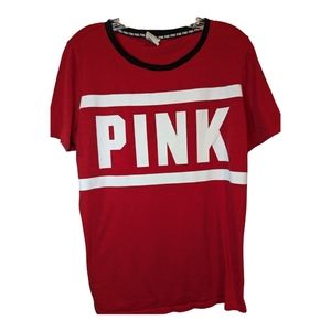 Victoria's Secret PINK red short sleeve T-shirt.  Women's size large.